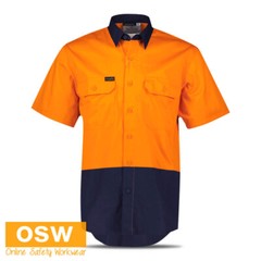 5 Pack Lightweight Men’s Hi Vis Short Sleeve Shirt 100% Cotton Drill Triple