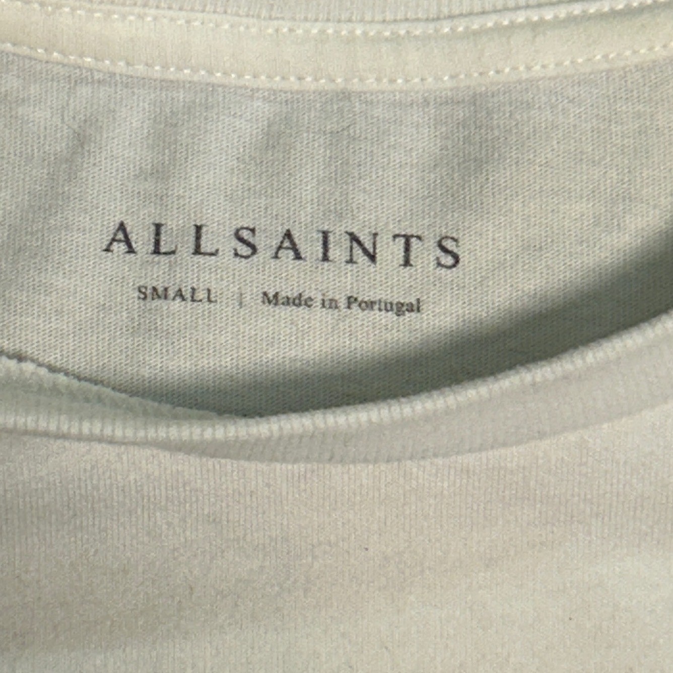 AllSaints Mens Graphic T-Shirt White Leopard Camo Saints Logo Size Small gallery