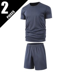 2-Piece Men’s Set Summer Short Sleeved Set Solid Color Quick Drying Sports Loose