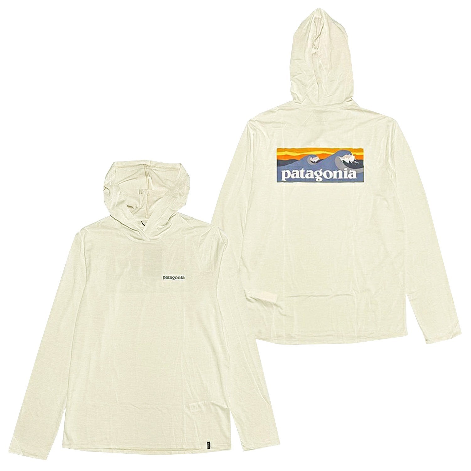 Patagonia Men Capilene Cool Daily Hoody Boardshort Logo L/S T-shirt Dyno (Cream) gallery