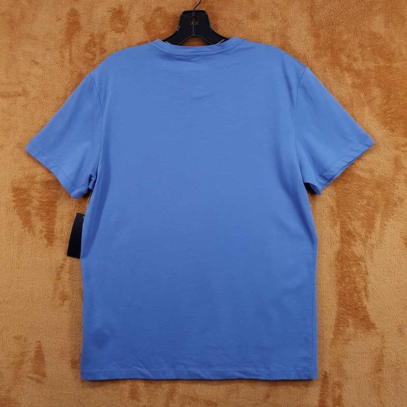 BLOOMINGDALES Shirt Mens Medium Blue Pullover Crew 100% Supima Cotton gallery