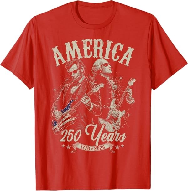 George Washington Lincoln Playing Guitar Abe Lincoln 250th T-Shirt gallery