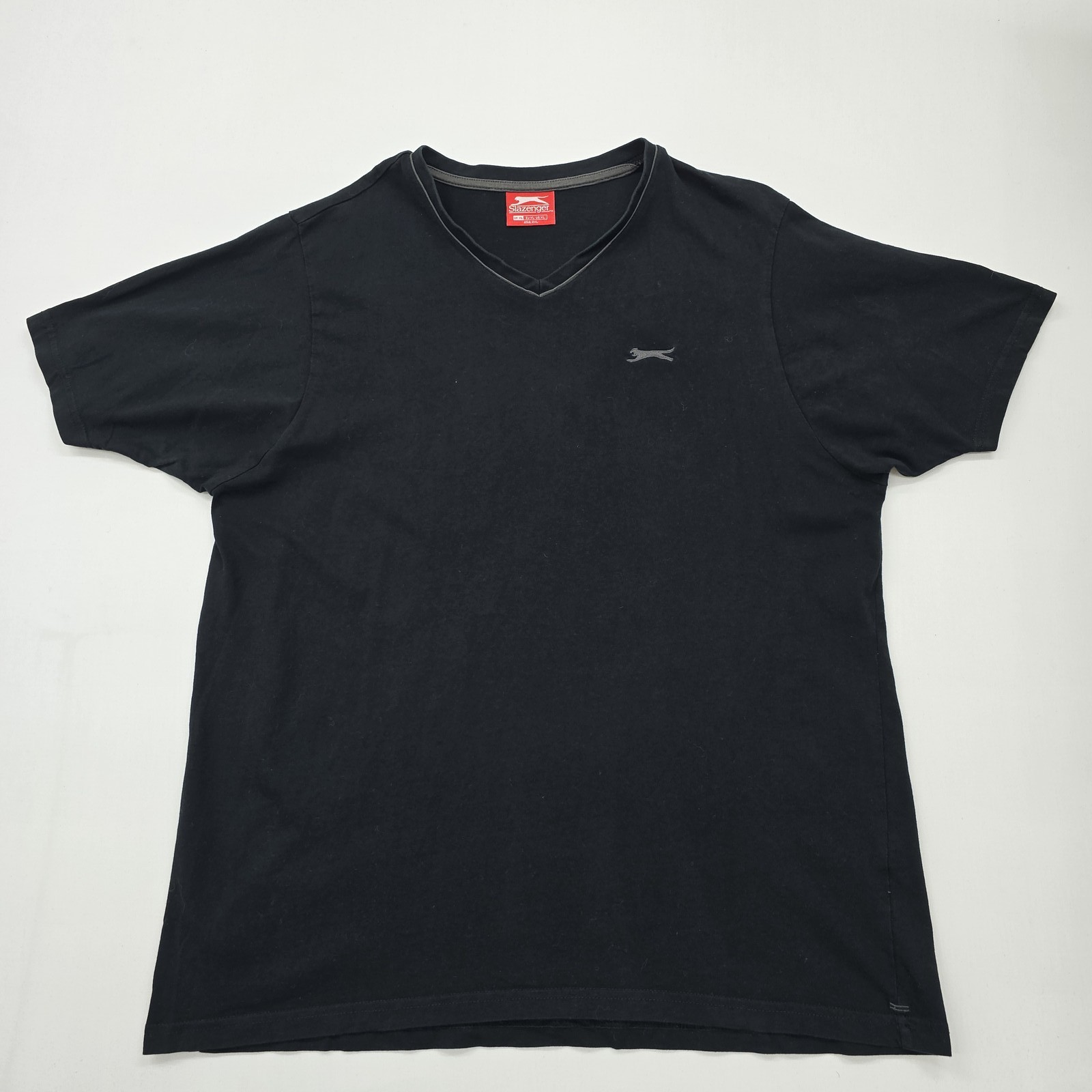 Slazenger Mens Black Graphic Logo V-Neck T-Shirt 2XL Regular