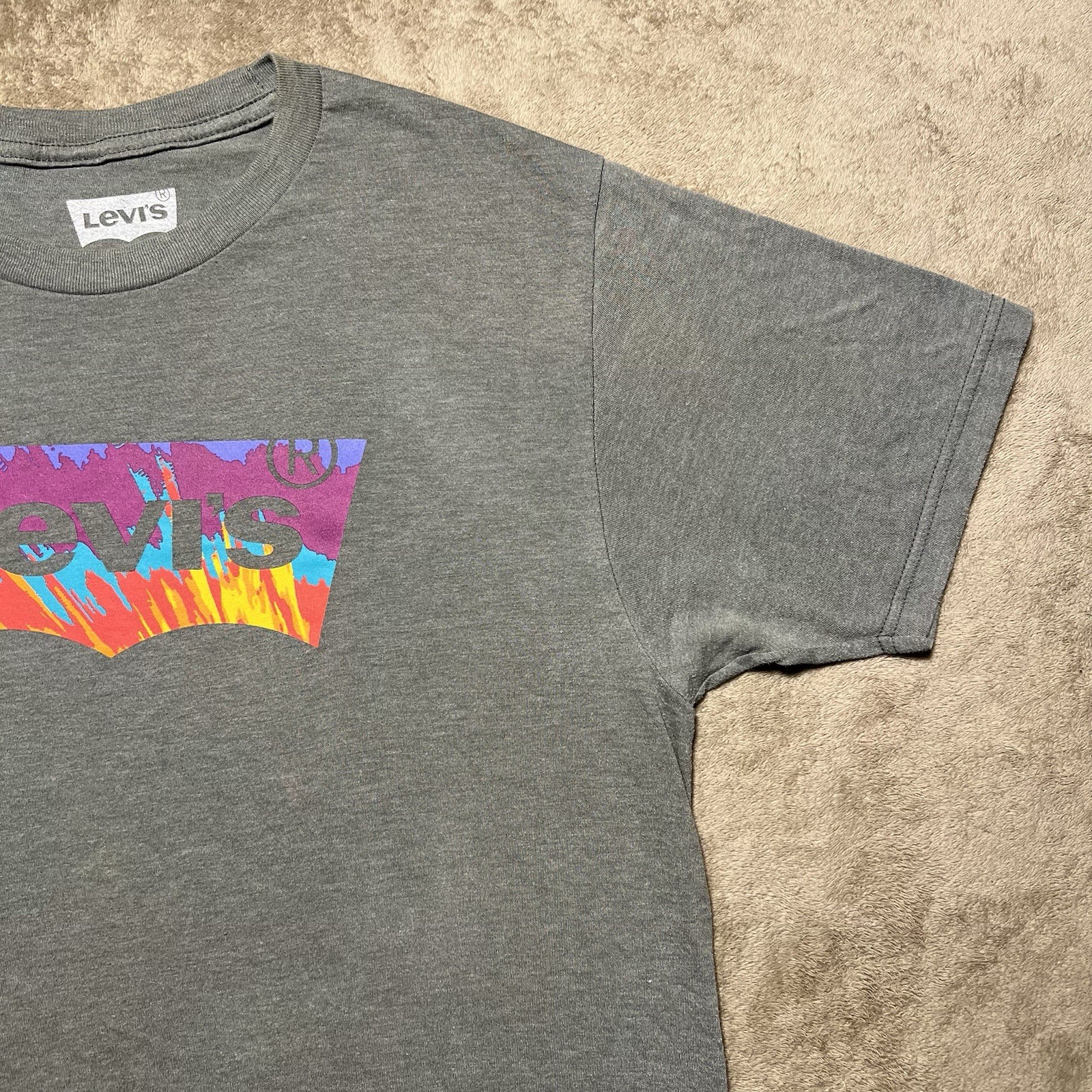 Levis Southwestern Neon Batwing Logo T Shirt Mens Medium Gray Retro Western Tee gallery