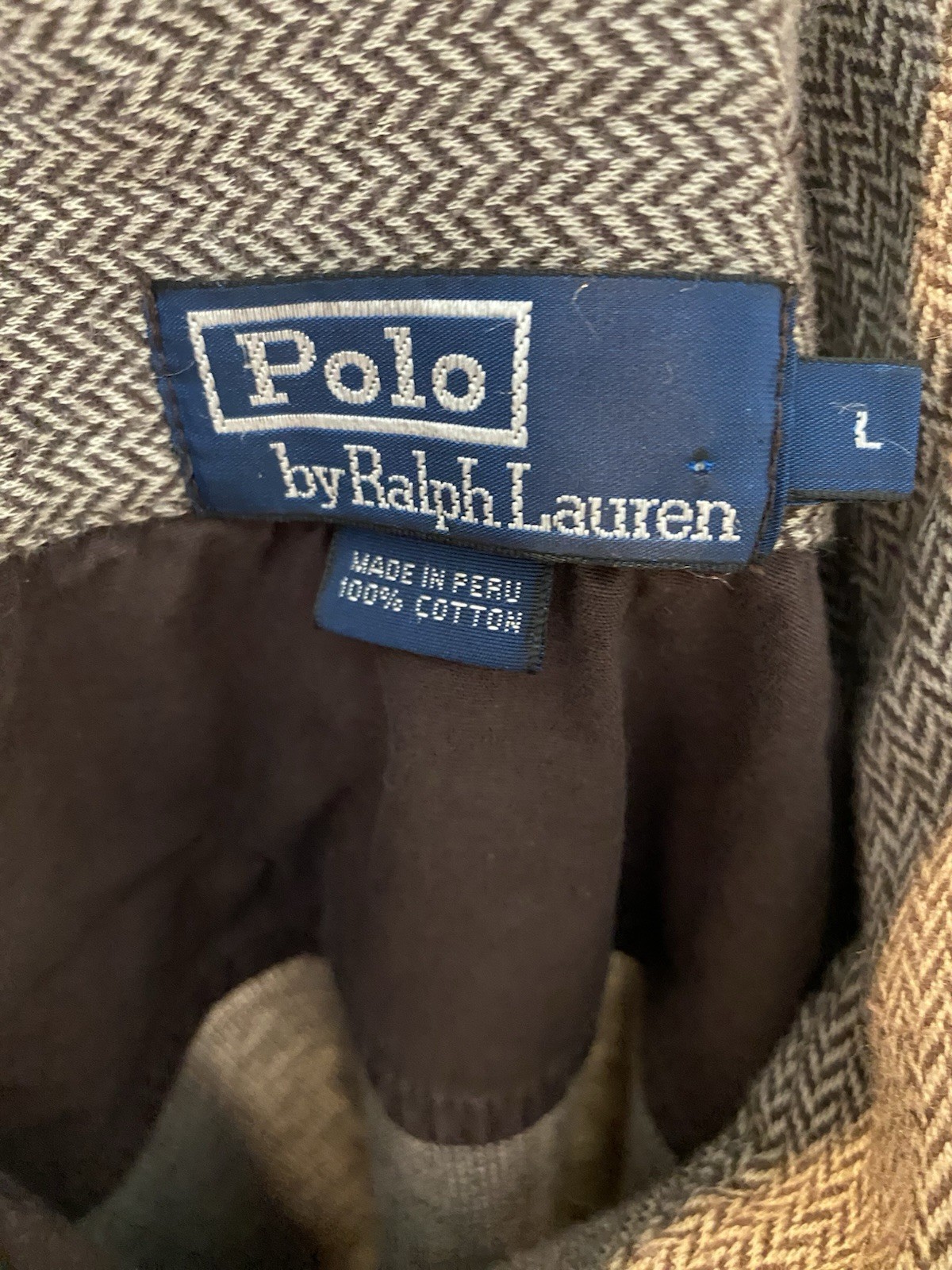 Polo Ralph Lauren Brown Herringbone Long Sleeve Pullover Size L gallery