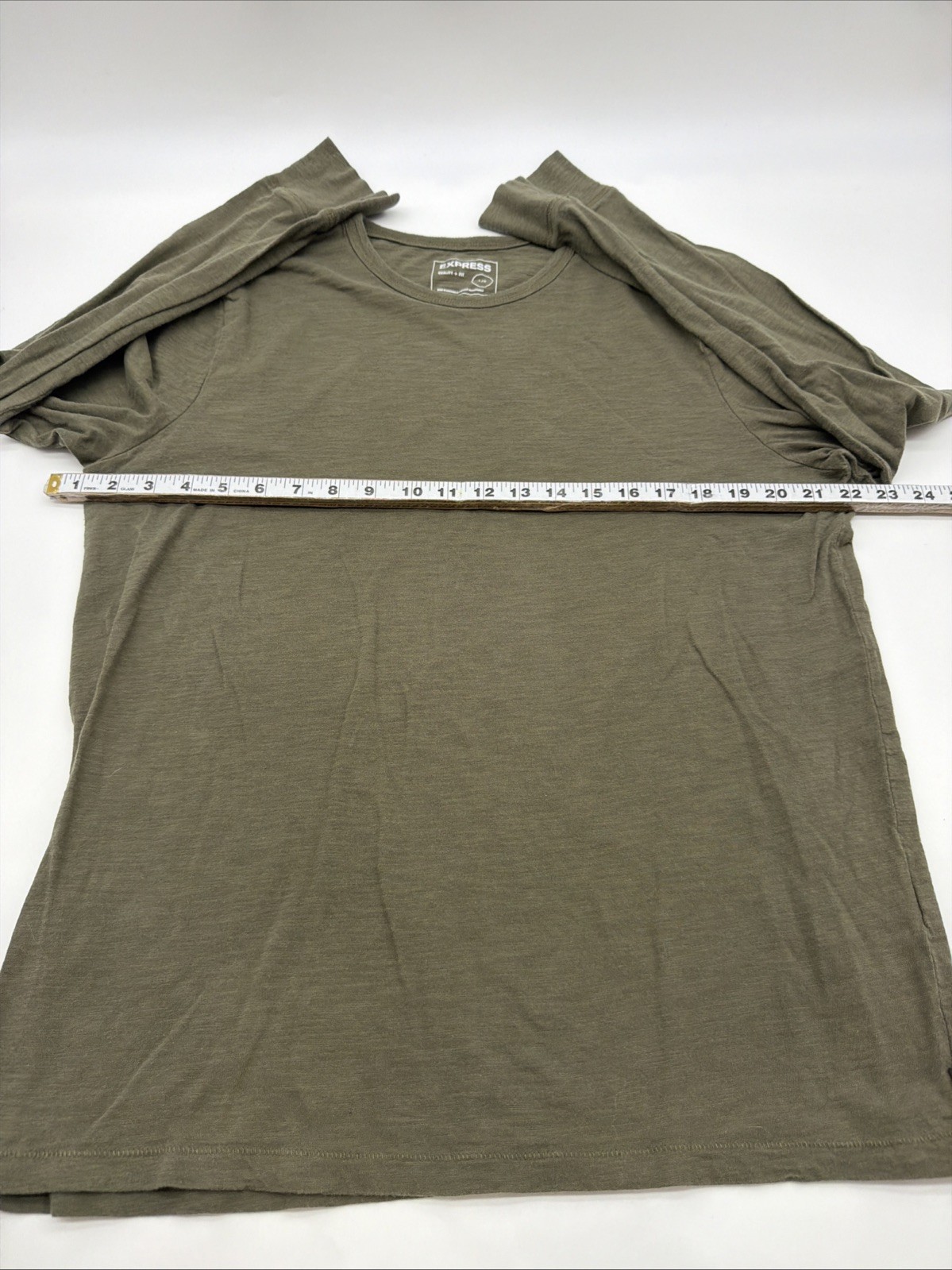 Express Quality + Fit Long Sleeve T-shirt L Green 100% Cotton.#47265 gallery