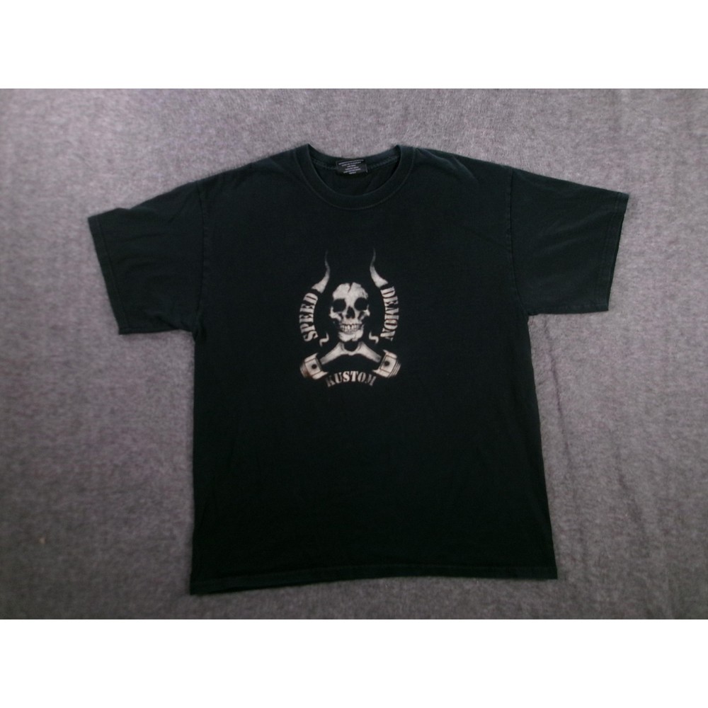 Speed Demon Kustom Shirt Men Large Black Graphic Skull Edgy Streetwear Punk Y2K