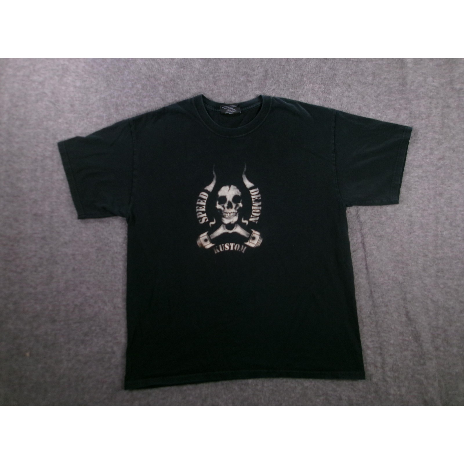 Speed Demon Kustom Shirt Men Large Black Graphic Skull Edgy Streetwear Punk Y2K