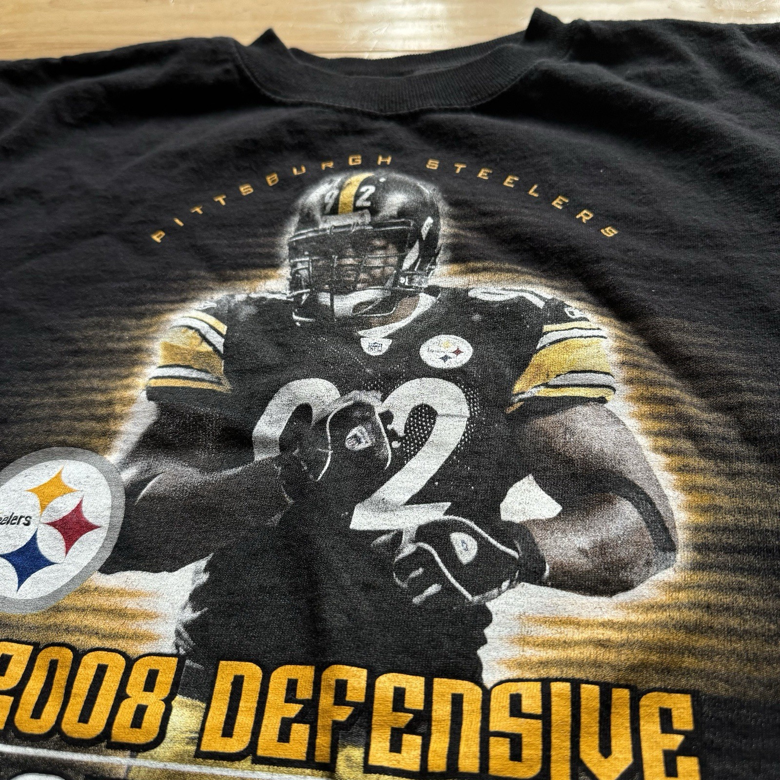 Reebok Pittsburgh Steelers James Harrison 2008 Defensive Player Rap Tee Sz M gallery