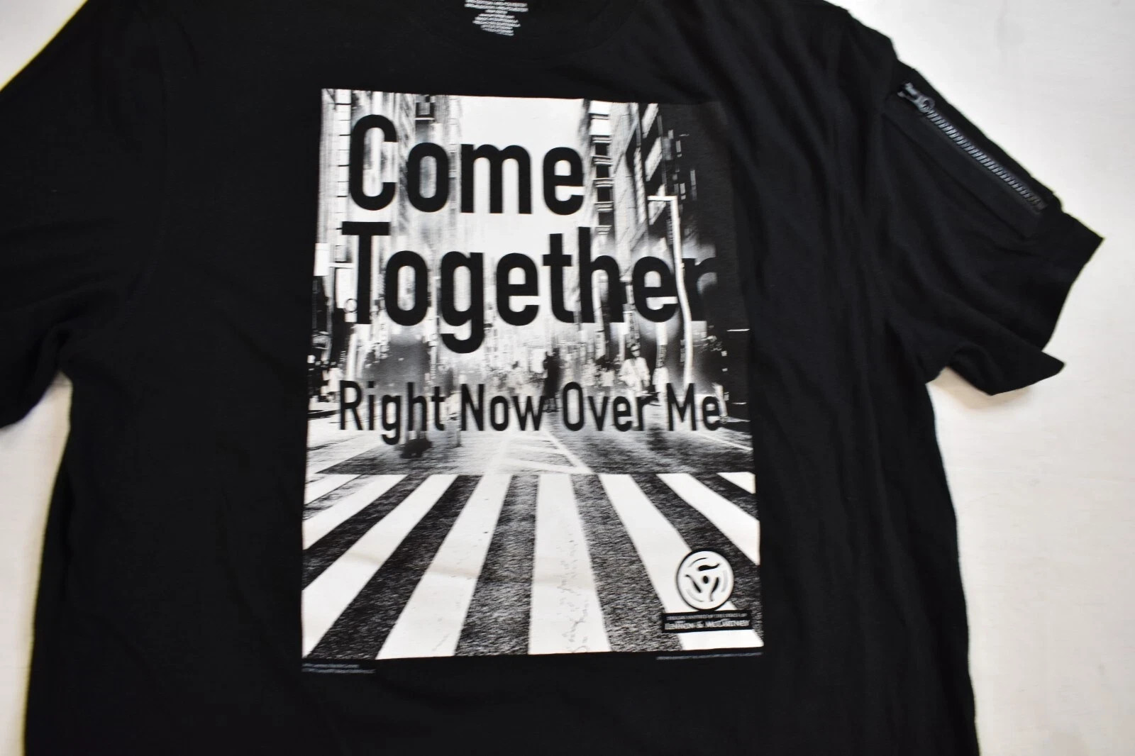 Lyrics By Lennon & McCartney Mens Come Together Zipper Pocket Black Shirt New XL gallery