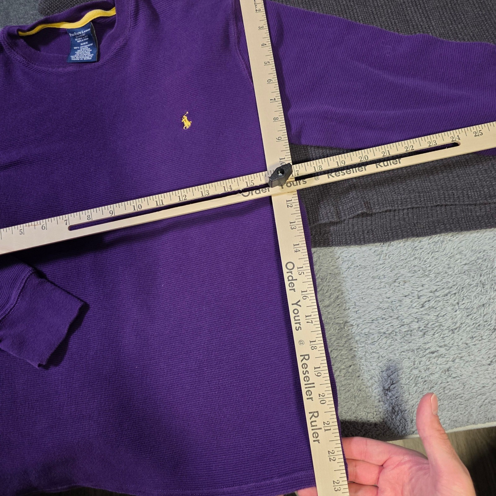 Polo Ralph Lauren Mens M/L Thermal Shirt Bundle Purple Gray Charcoal Waffle Knit gallery