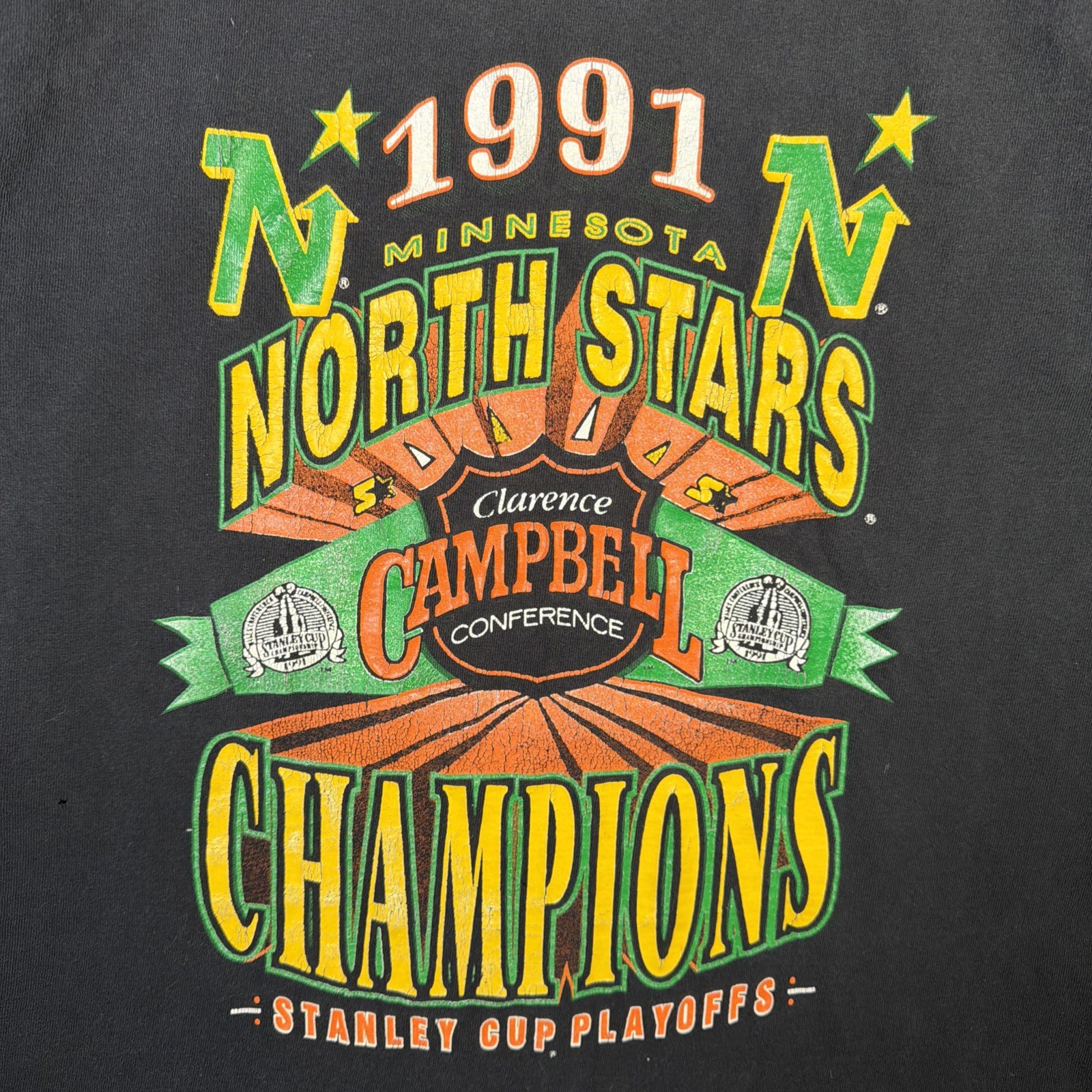 Vintage Minnesota North Stars Shirt Mens Large Black 90s 1991 Hockey NHL Sports gallery