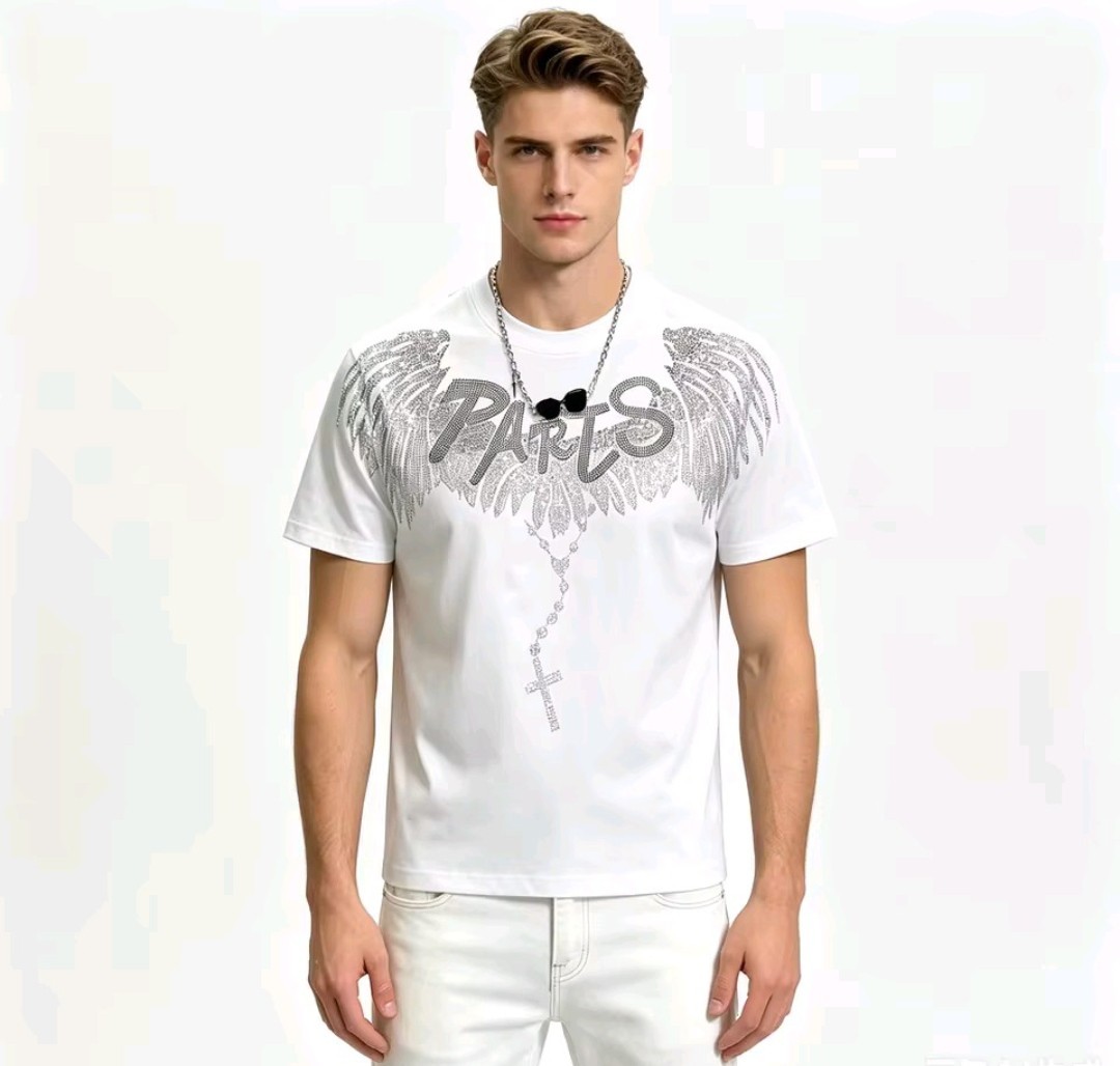 New Men Luxury Diamond Wings Rhinestones Fashion T-Shirt High Quality gallery