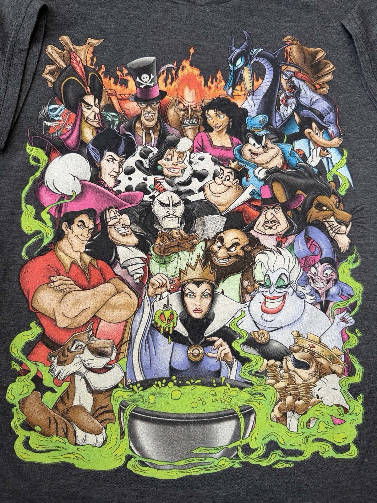 Disney Villains Graphic Collage Charcoal Gray Crew Neck Shirt XL gallery