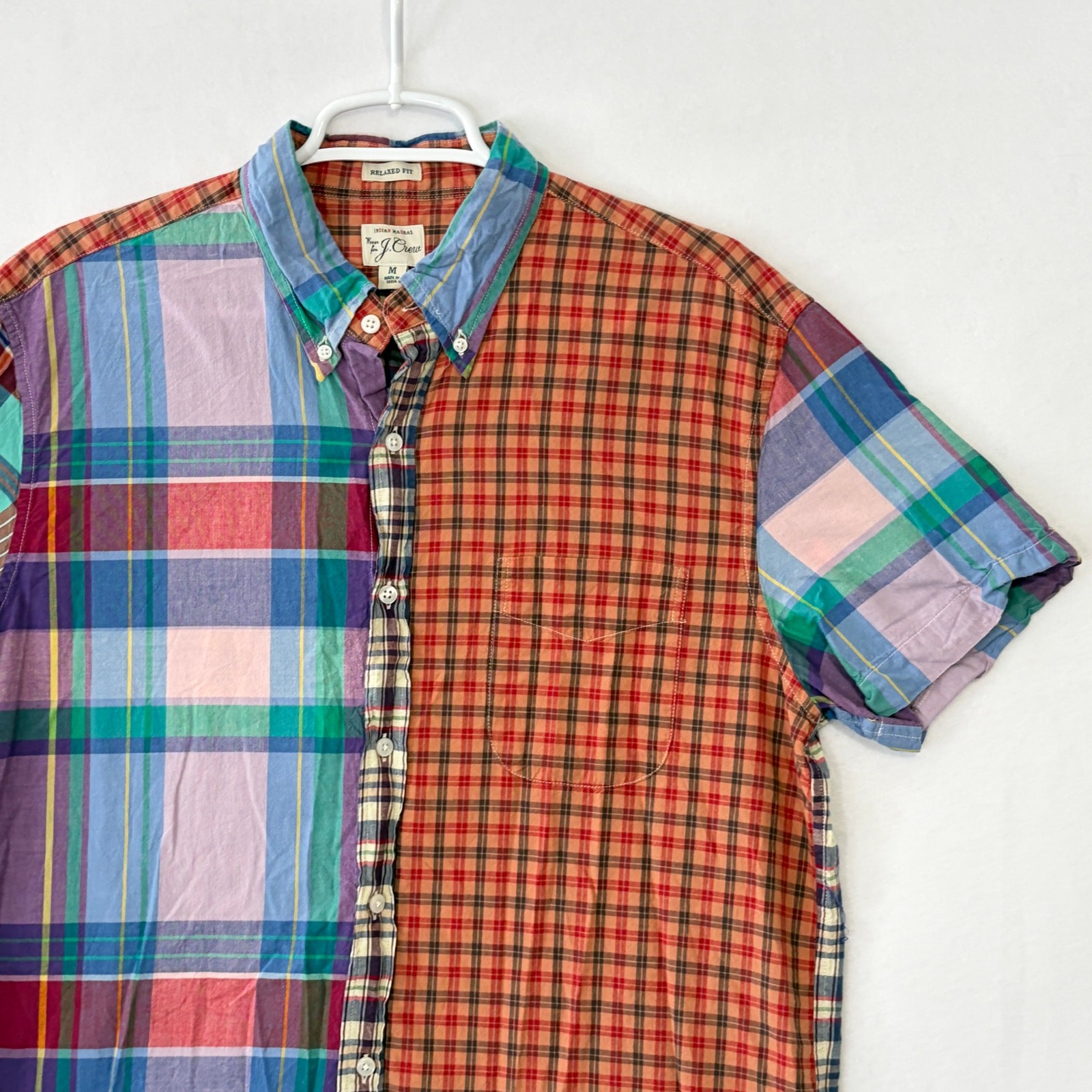 J. Crew Mens Colorful Mixed Plaid Relaxed Indian Madras Button Down Shirt Medium gallery