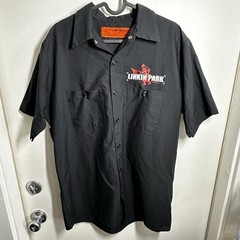 Vintage 2001 Linkin Park Button Up T Shirt LARGE Black Red Kap Men RARE Band