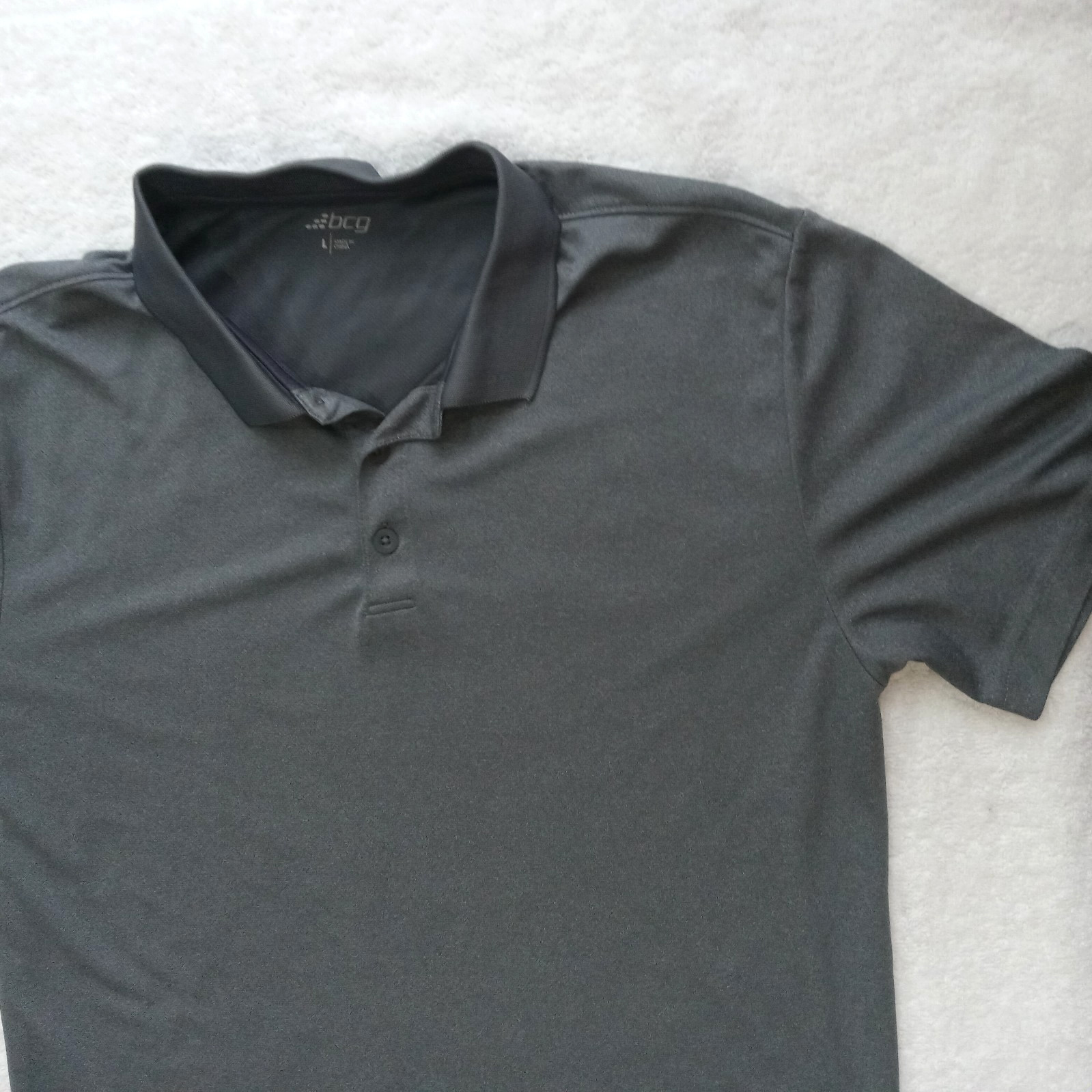 BCG Men's Polo Shirt Size Large Gray Short Sleeve Athletic Performance Tee gallery