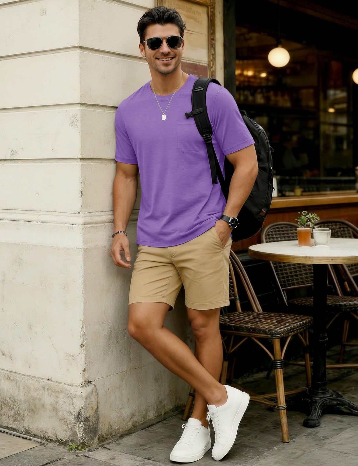 TACVASEN Men's T-Shirts Summer Shirts Casual Cotton XX-Large, Light Purple gallery