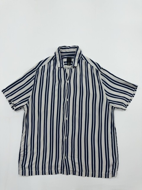 H&M Boys Blue White Striped Button Up Shirt Size L Excellent Condition