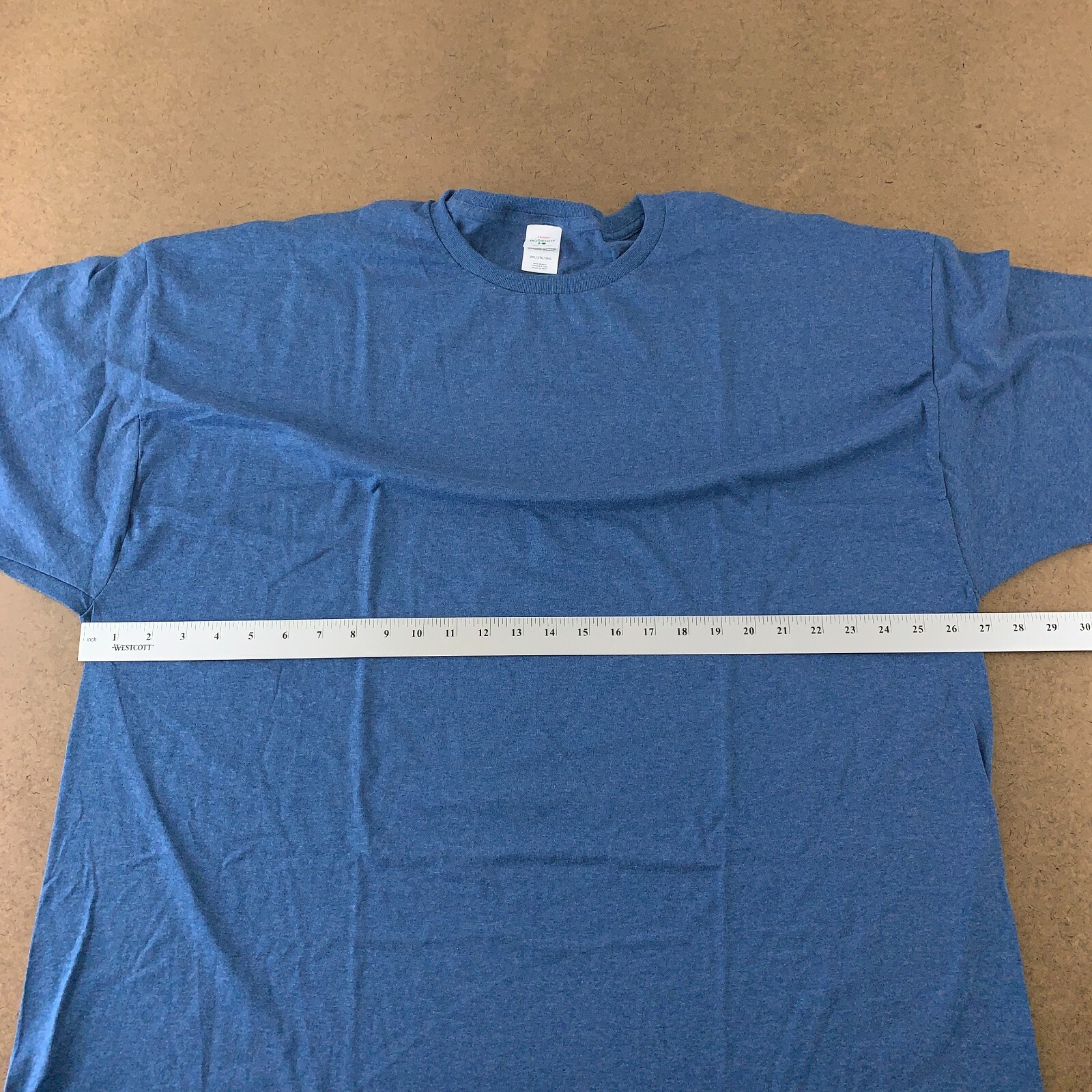 Hanes Men's Size 3XL Heather Blue ComfortBlend EcoSmart Crew Neck T-Shirt New gallery