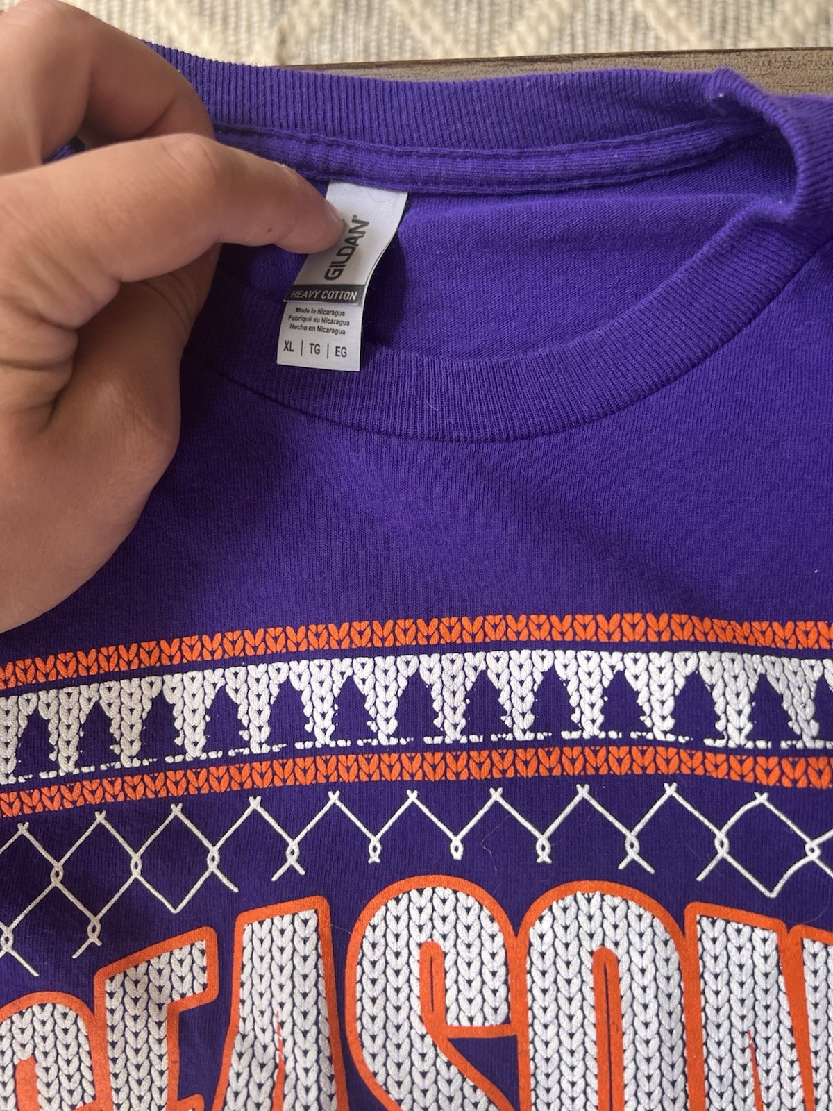 Gildan Heavy Cotton XL Purple Season's Swishes Basketball Graphic T-Shirt gallery