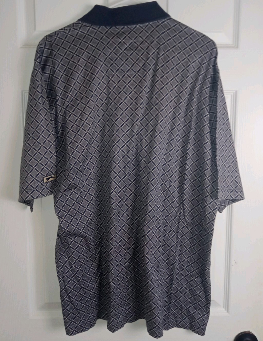 Slazenger Men's Plaid Blue White Geometric print Polo Shirt Size L gallery
