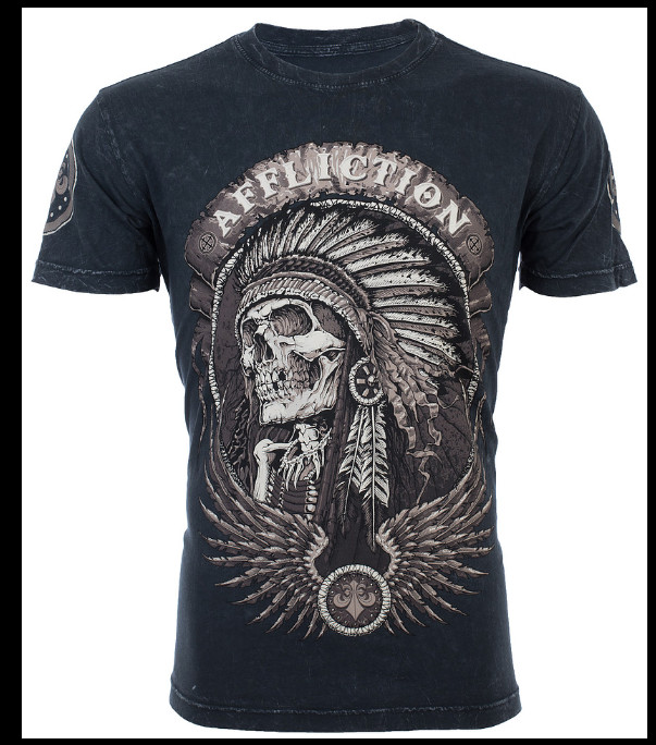 $58 AFFLICTION Black THUNDERFOOT Short Sleeve Slim Fit Y2K T-shirt MMA Elite NWT gallery