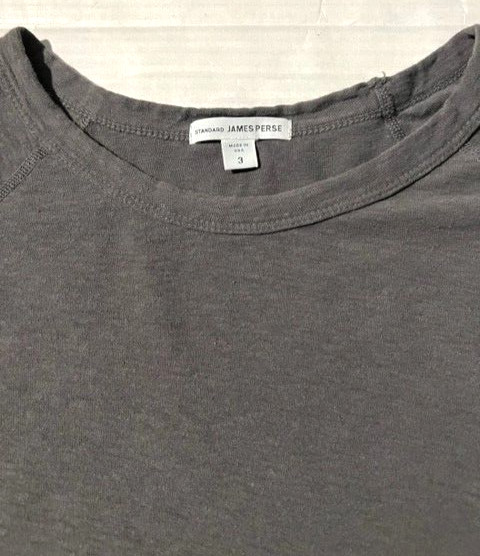 JAMES PERSE Standard Mens Charcoal Grey Cotton L/S Tee T-shirt sz 3 L Made USA gallery