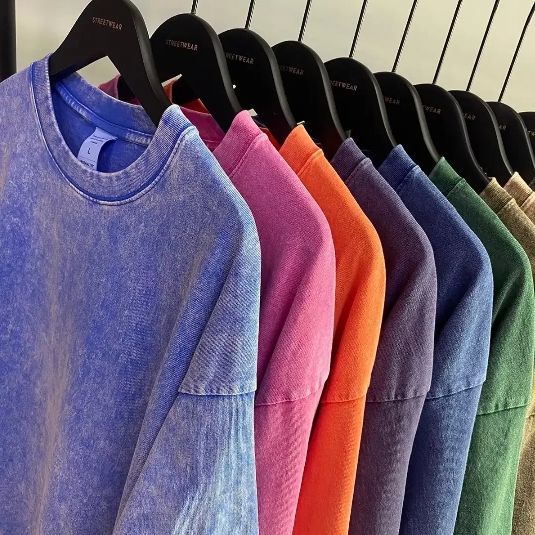 Men's Oversized Vintage Washed T-Shirt Heavyweight Cotton Loose Streetwear Tee gallery
