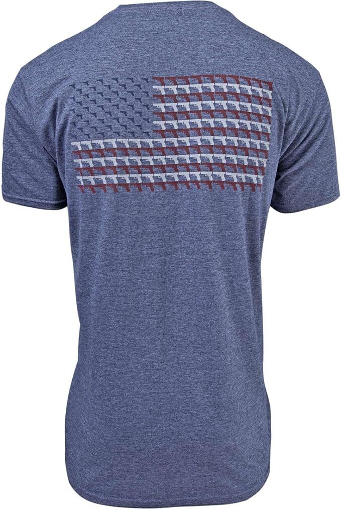Glock Pistol Flag T-Shirt Heather Navy Cotton Short Sleeve AA7515 Fast Free Ship gallery