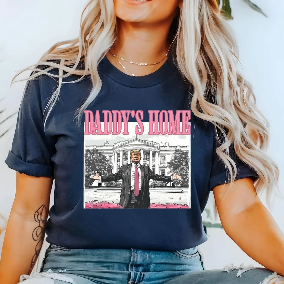 Daddy's Home Trump White House Graphic Tee Funny Political Election T-Shirt gallery