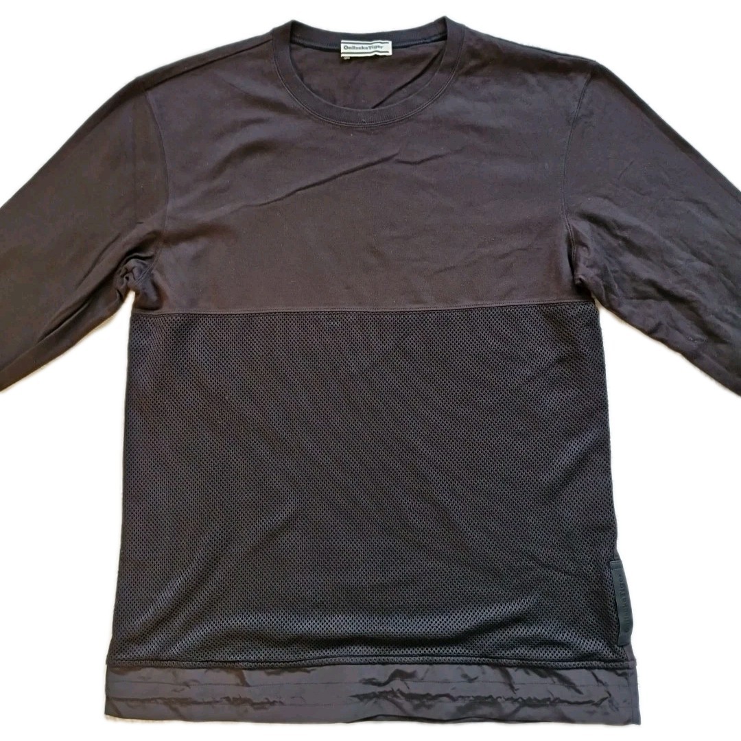 Onitsuka Tiger Mens Black Long Sleeve Tee T-Shirt With Mesh Overlay. Size Medium gallery