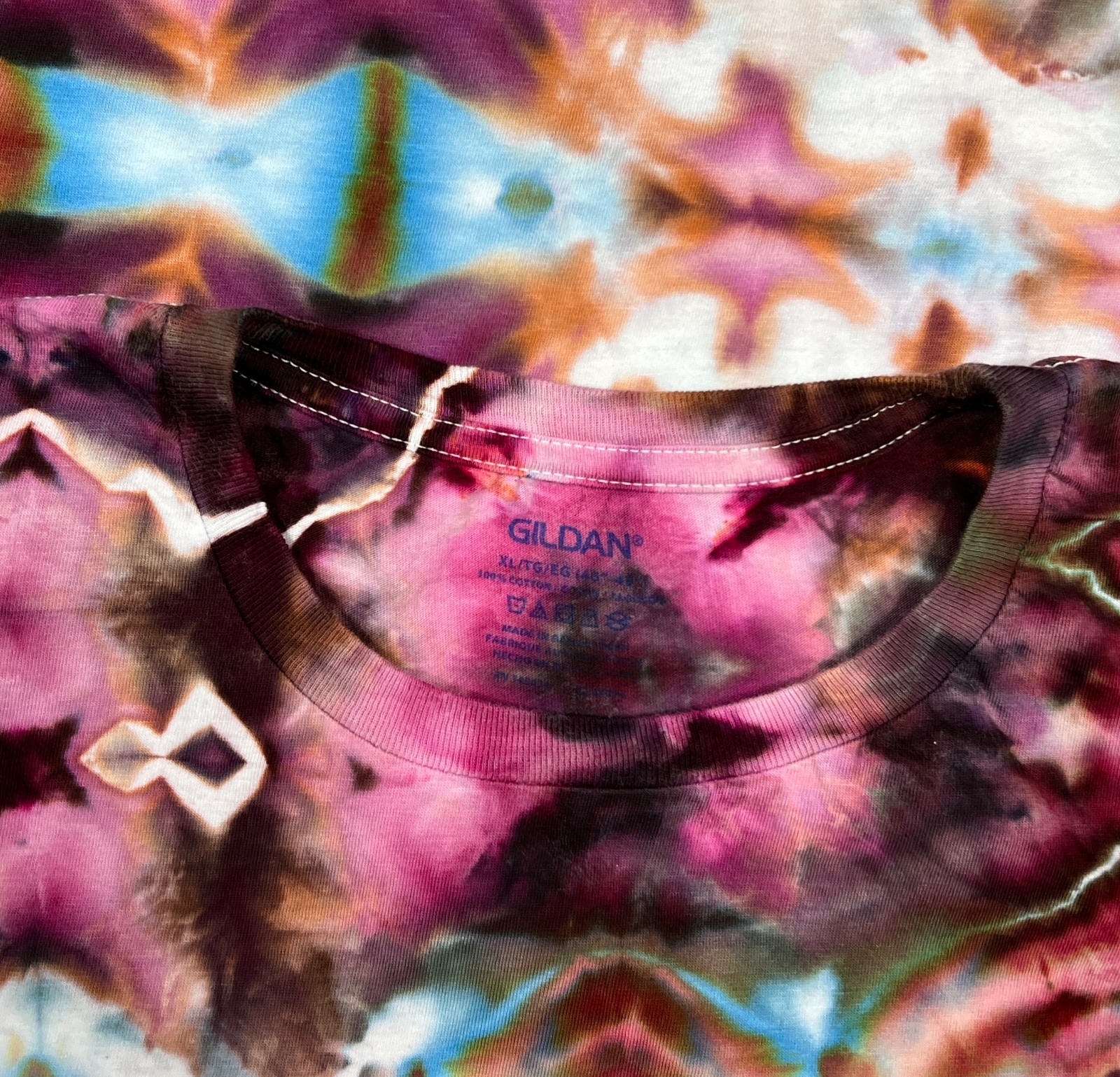 Handmade Ice Tie Dye T-Shirt XL Mens Womens Soft Cotton Glitch gallery