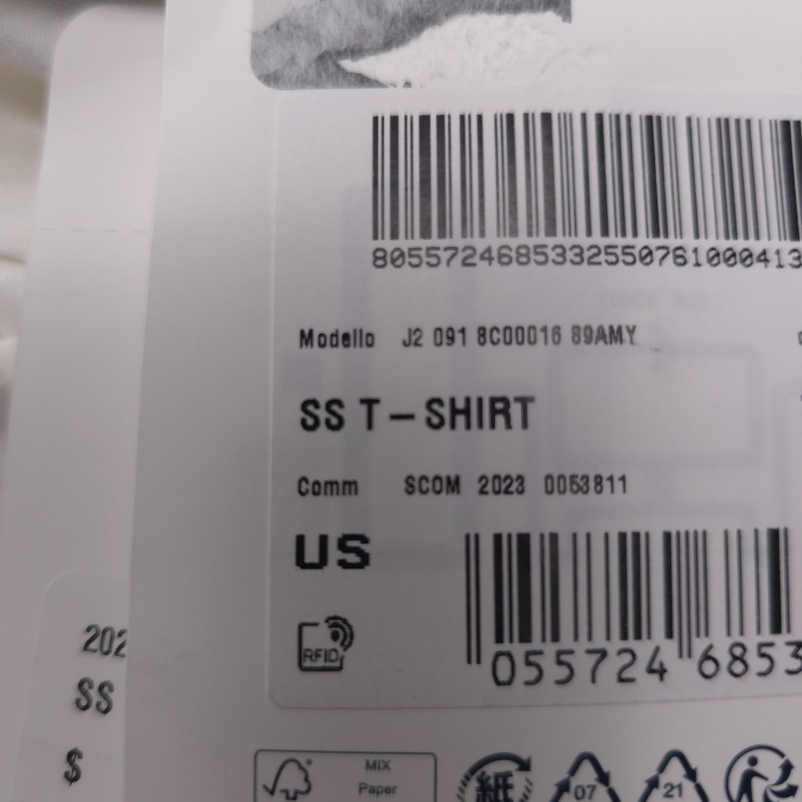 $500 Moncler Natural White Cotton & Cashmere Logo Tee Mens Size Large gallery