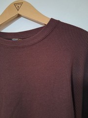 Gemrock Heavyweight Waffle Knit Thermal Long Sleeve Shirt Brown Cotton 4XL Men