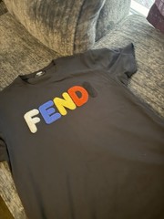 Fendi Logo Black Cotton Crew Neck Short Sleeve Men’s T-Shirt 2XL