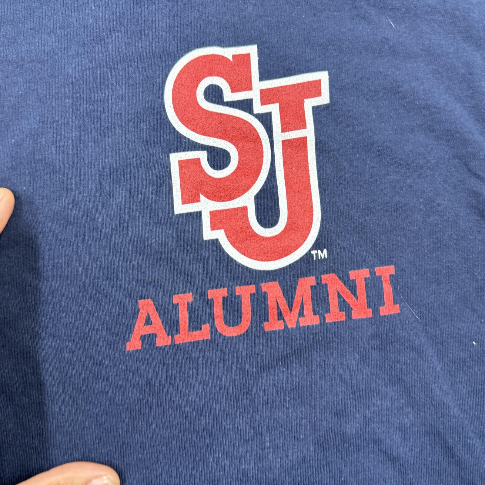 Gildan Shirt Mens L Blue Long Sleeve SJ Alumni Graphic Heavyweight Cotton gallery