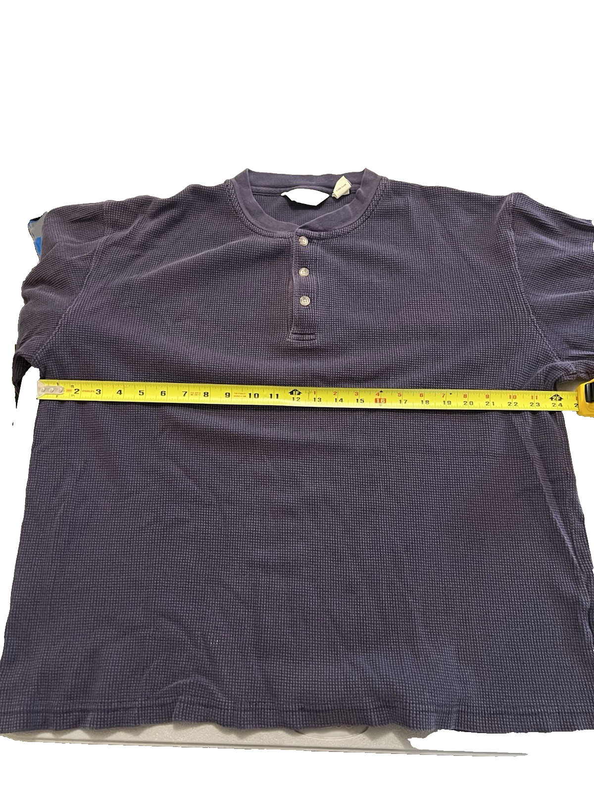 Eddie Bauer Men’s Vintage Waffle Knit Henley Long Sleeve Shirt Navy XL Heavy Wt gallery