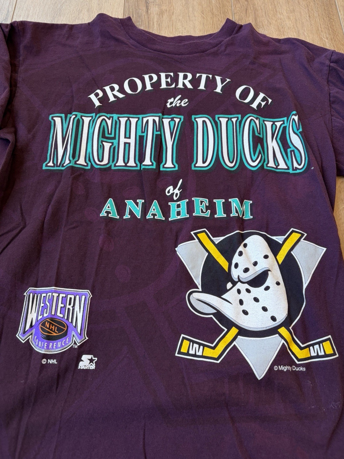 Vintage Starter Mighty Ducks T Shirt Size Large gallery