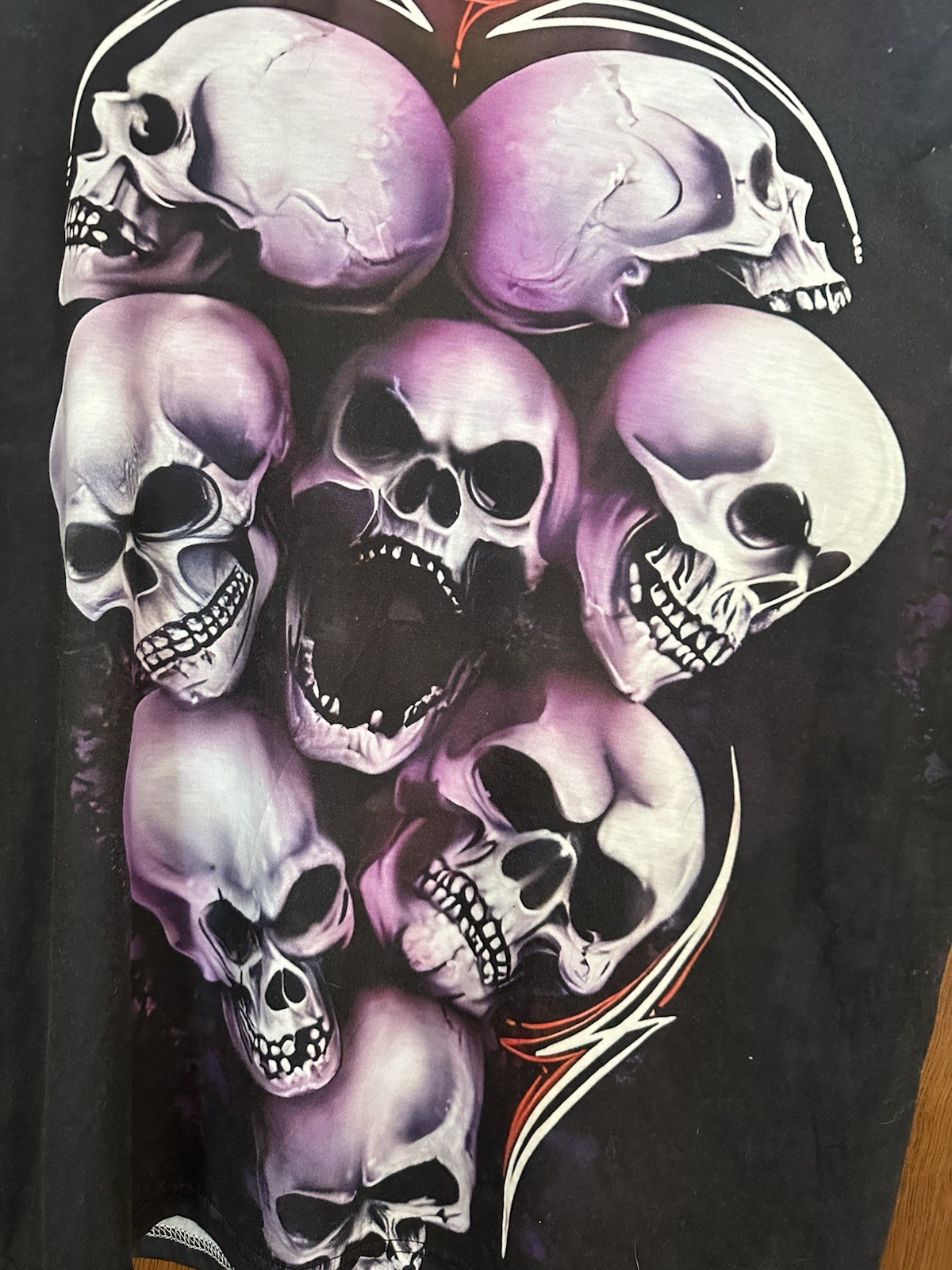 Skulls Shirt Black Purple Grunge Goth Graphic Horror Tee Shirt XL Men’s Woman’s gallery