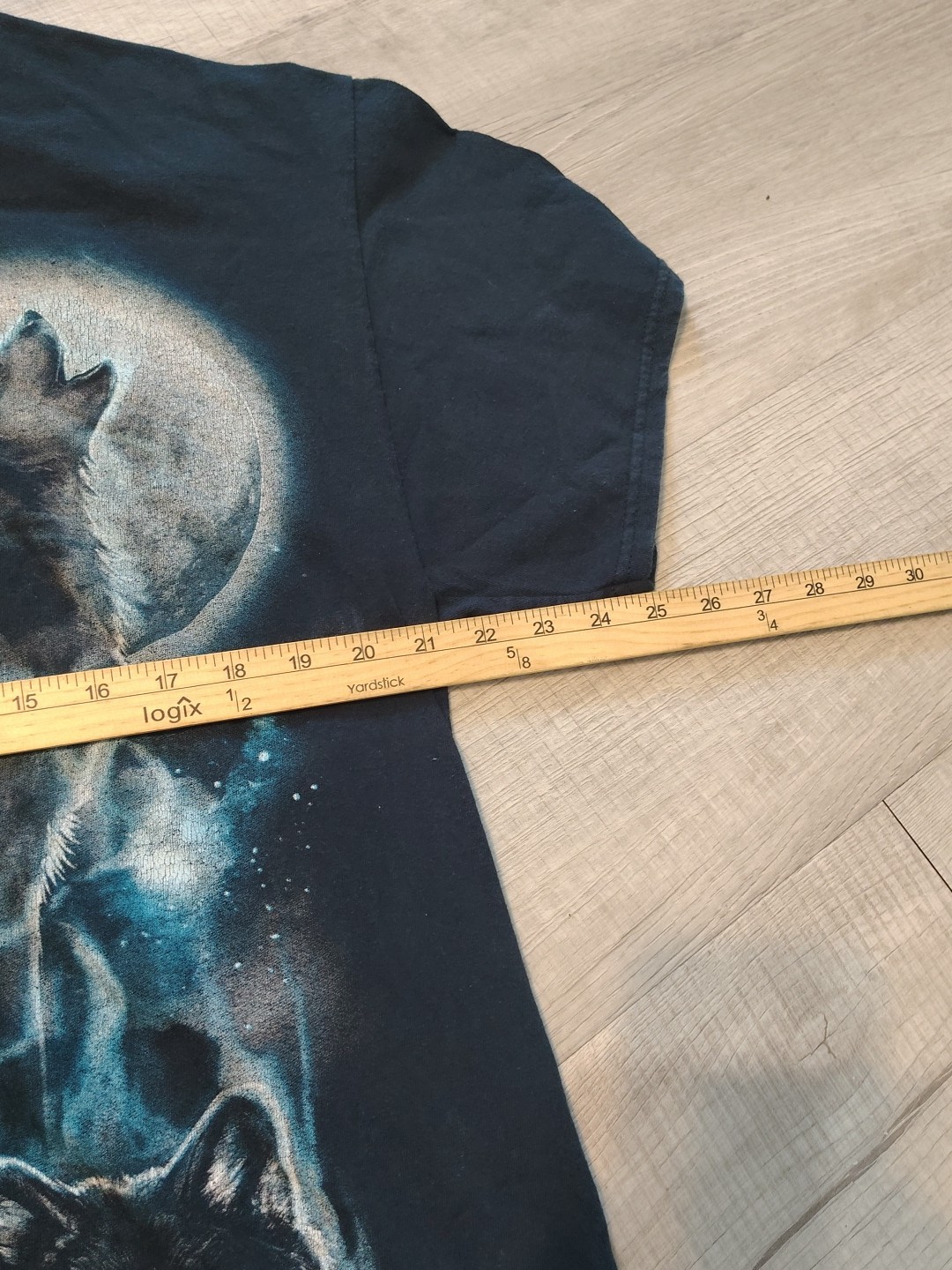 VTG Wolf Airbrush Art T shirt XL Gilden y2k Nature Moon Indian Black Short Sleev gallery