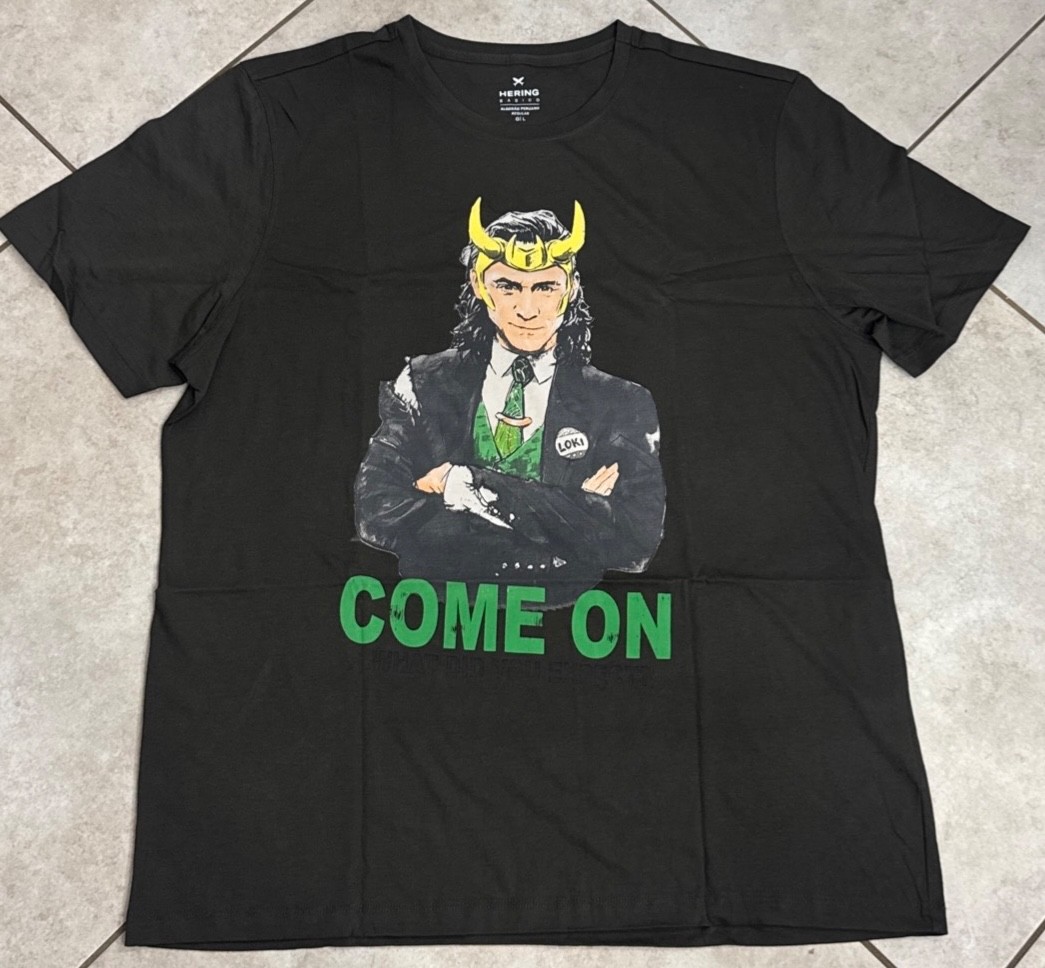 Hering Basico Marvel Shirt Men’s Green Loki Graphic Short Sleeve Come On Size L