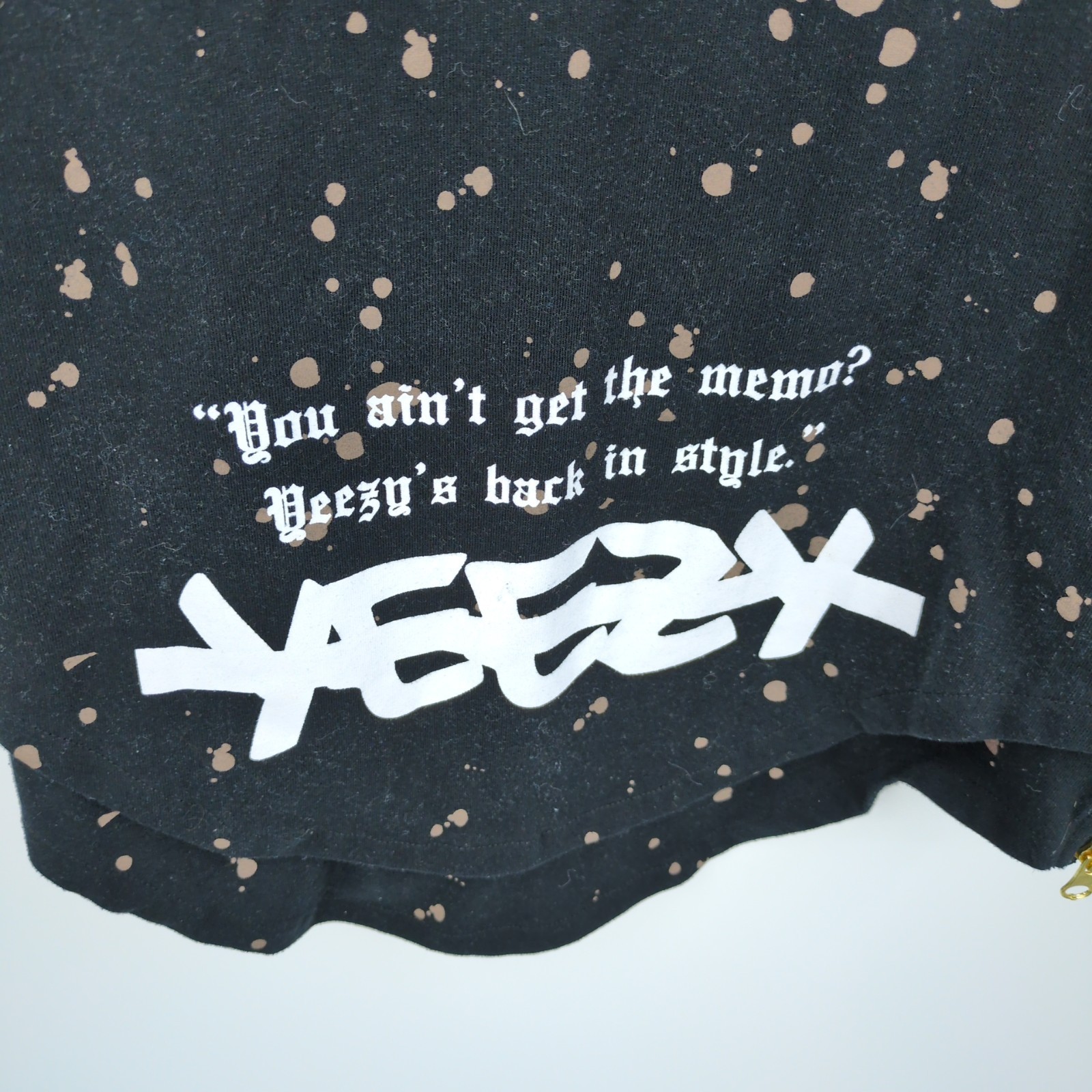 Rise As 1ne Men Small Colored Paint Patched Zipper Yeezy Longline T Shirt Black gallery