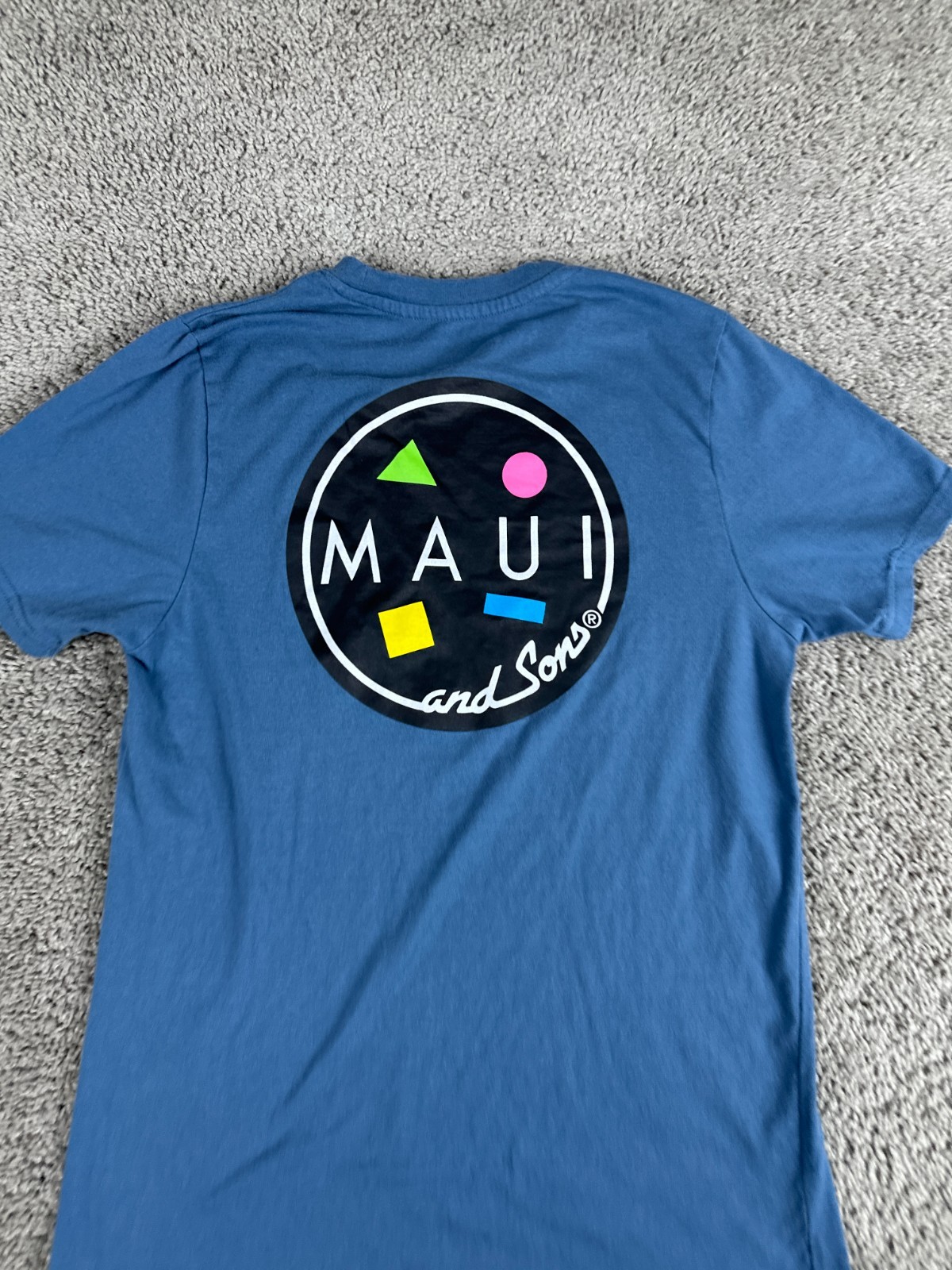 Maui & Sons Shirt Mens Medium Blue Pink Short Sleeve Cotton Blend Casual gallery