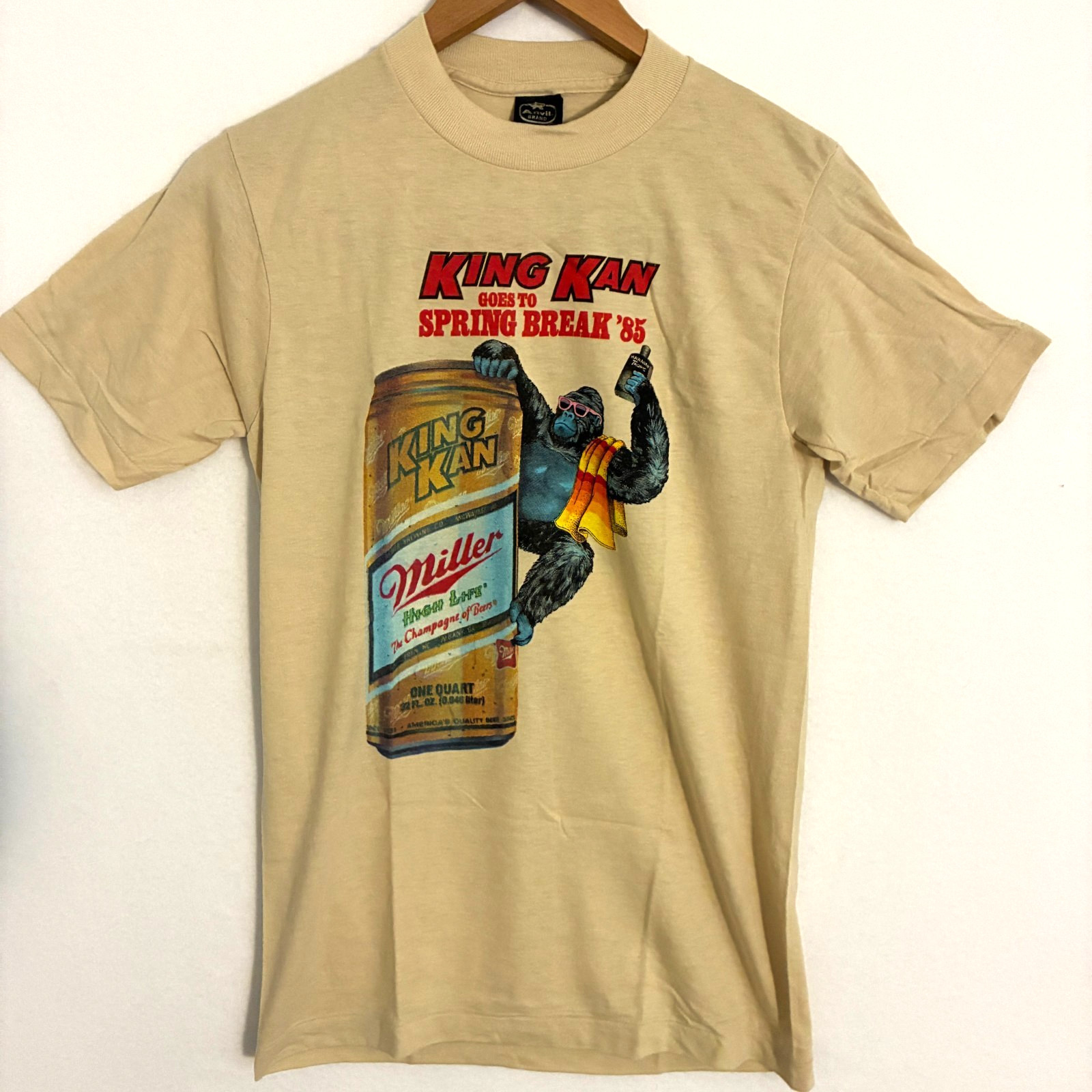 Vtg 80s Miller High Life Beer Spring Break 85 Shirt M Paper Thin USA Gorilla Tee gallery