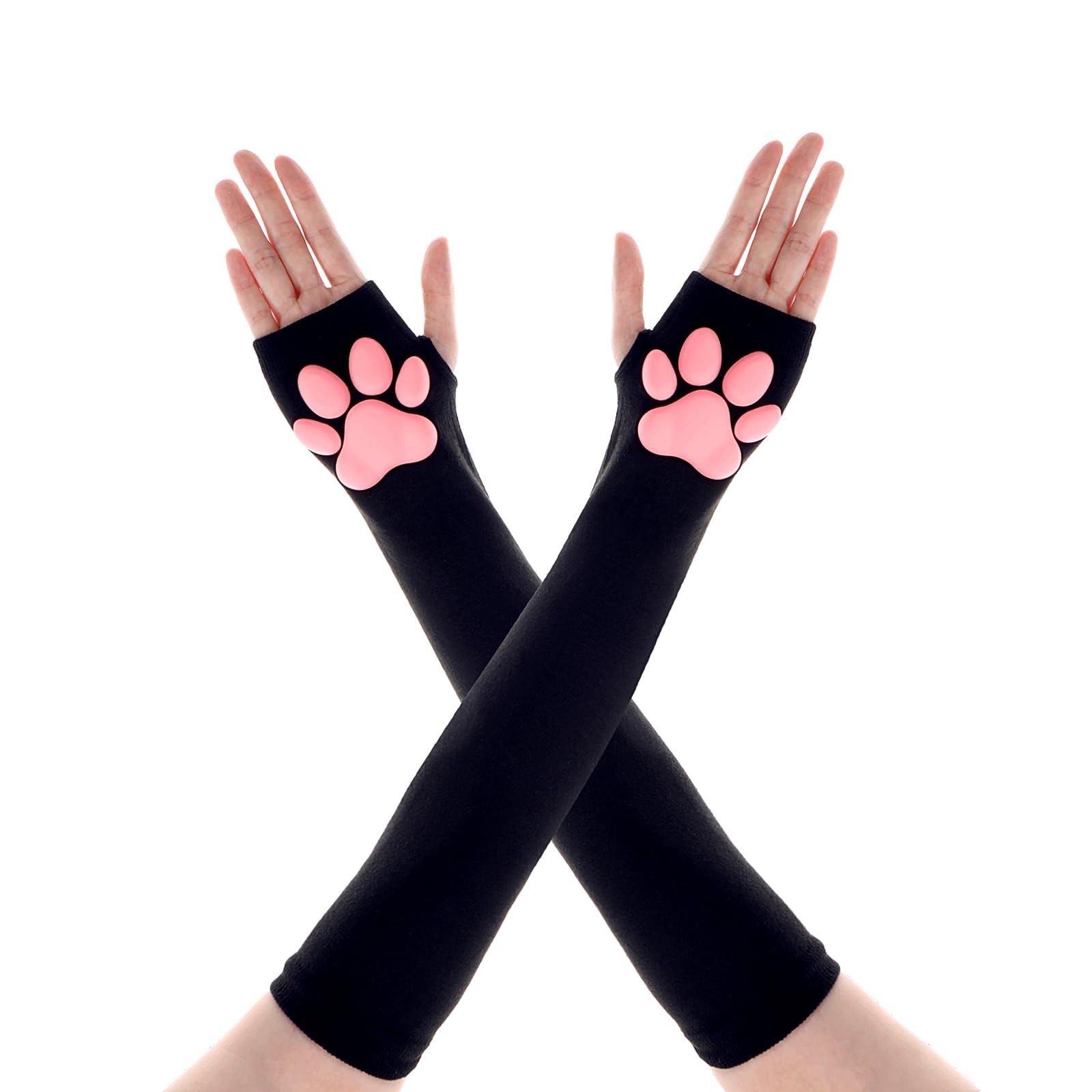Women's Cute Therian Cat Paws Gloves 3D Cat Claw Paws Pad Sleeves for Cosplay gallery