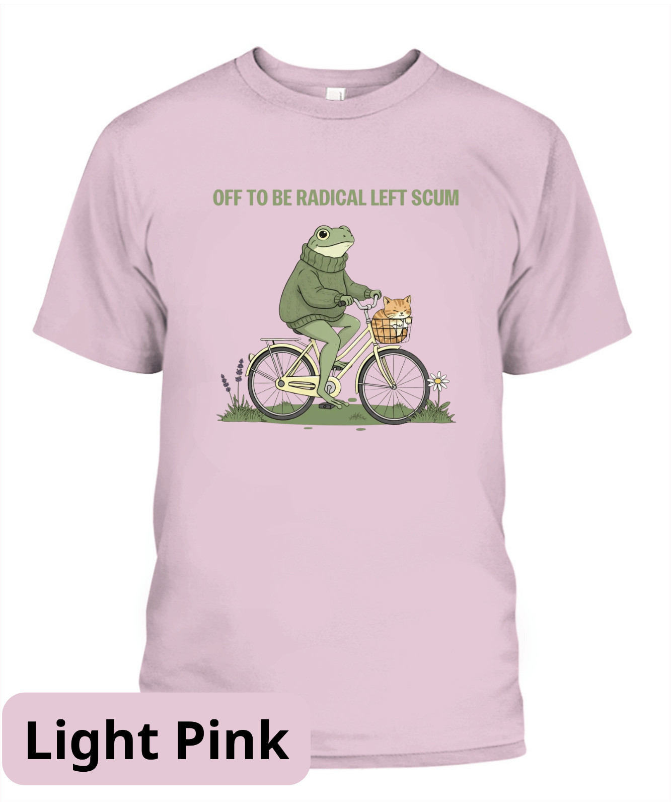 Off To Be Radical Left Scum tshirt, Frog and Cat In Bicycle Resistance shirt, An gallery
