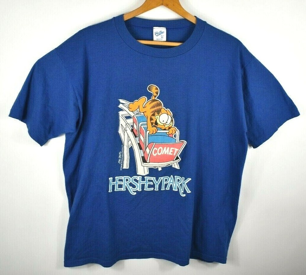 Vintage Hersheypark Garfield Comet Roller Coaster T Shirt 70s Size Medium