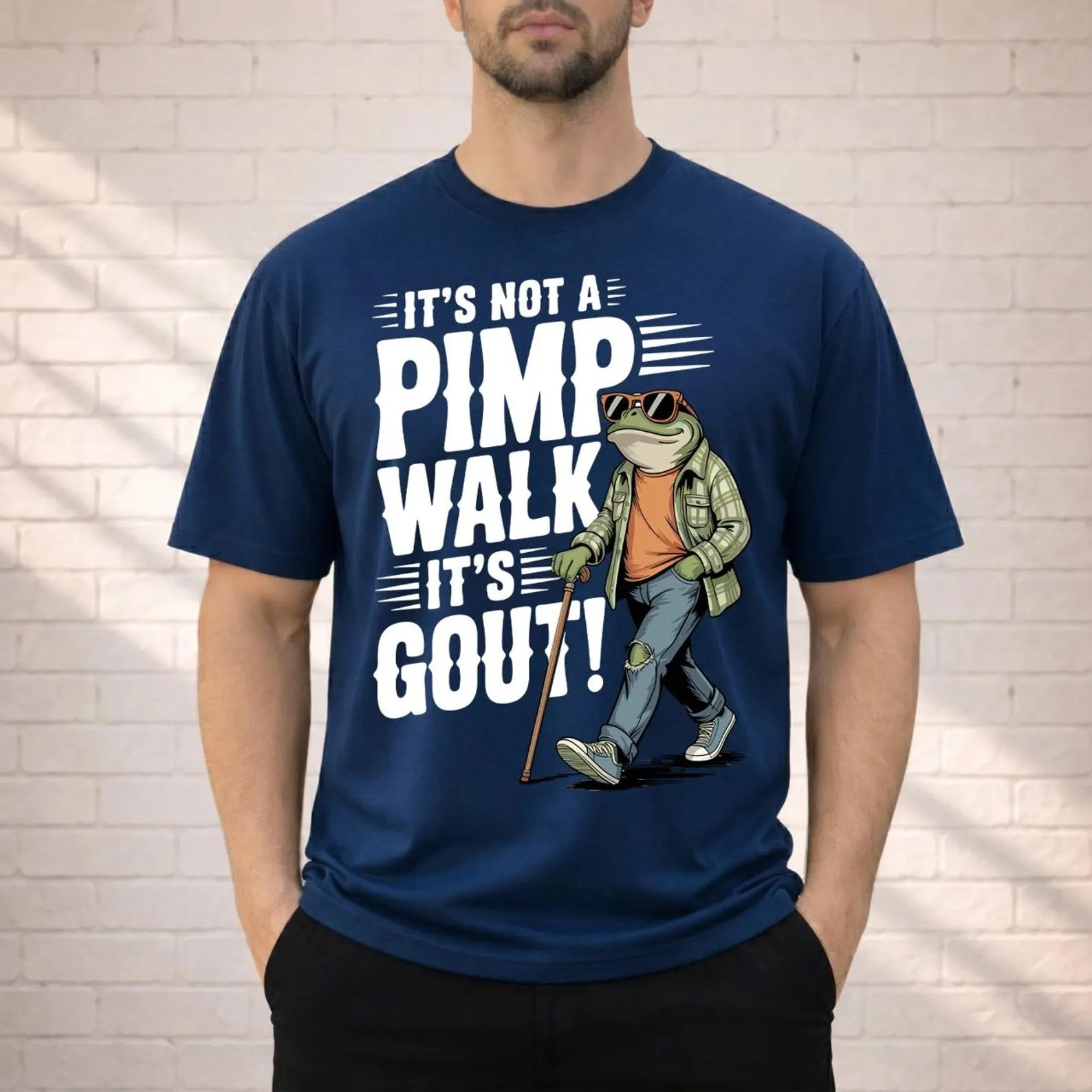 It’s Not A Pimp Walk It’s Gout Frog Shirt, Funny Gout Dad T-shirt gallery