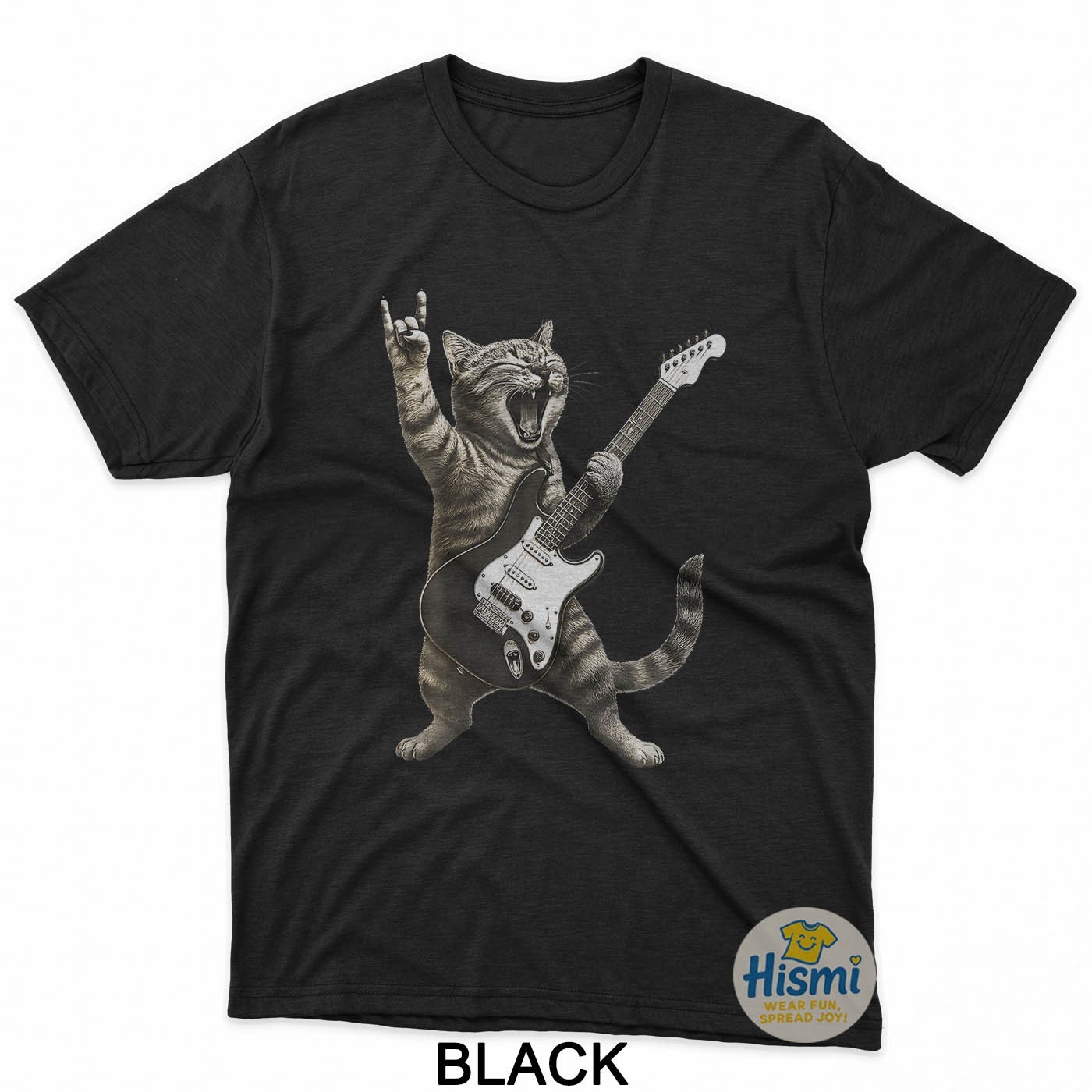 Funny Cat Playing Guitar Rock And Roll Gifts Men Women T-Shirt